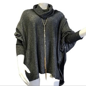Alfani women lurex oversized knit cowl neck batt sleeves blouse, sz small